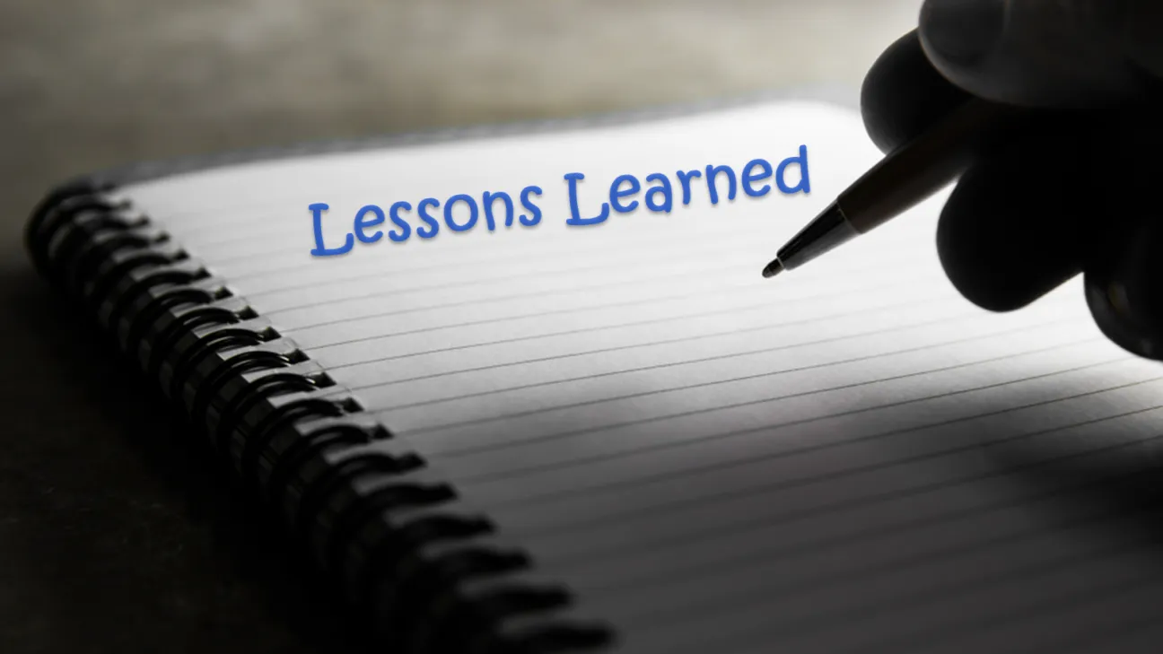 Lessons Learned written on notepad