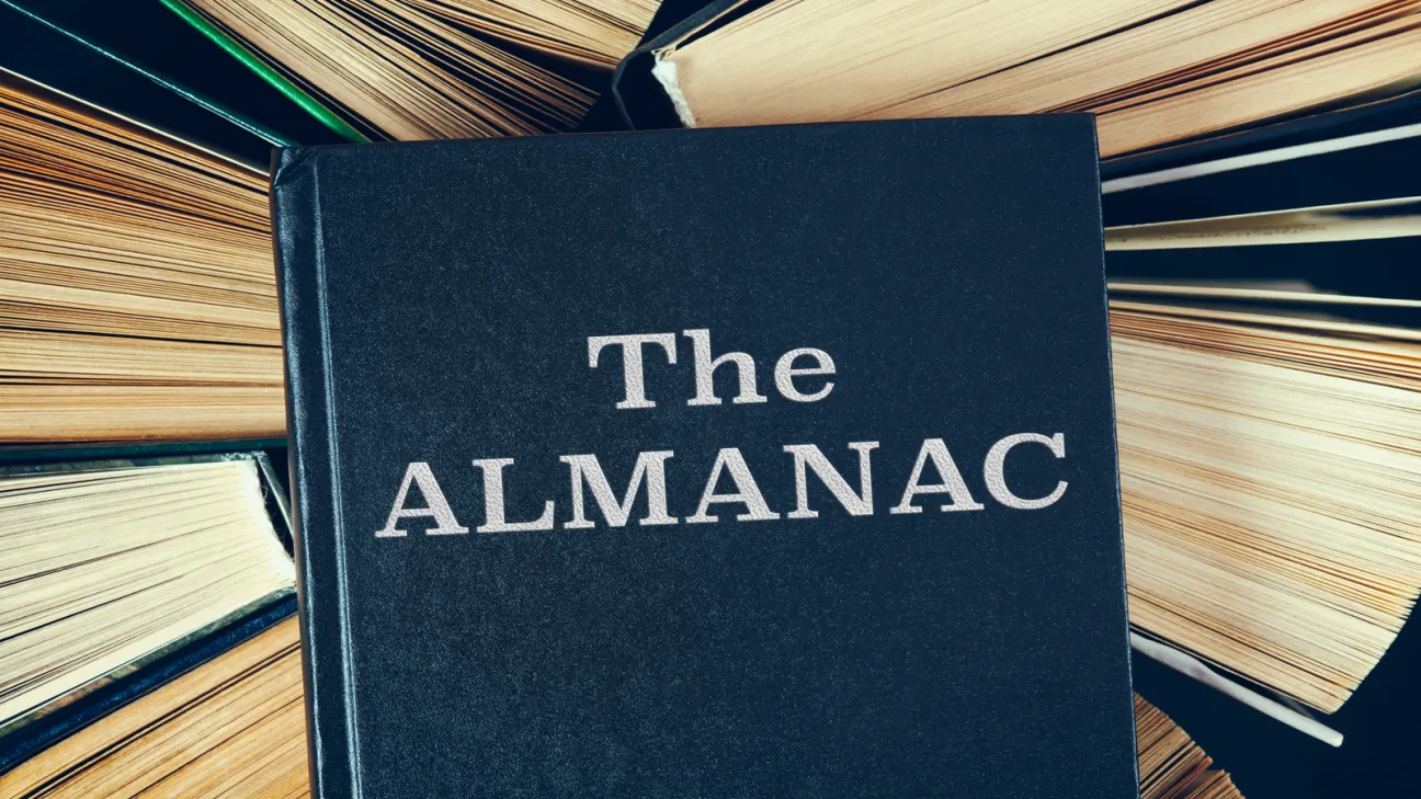 A book with "Almanac" on the cover 