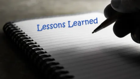 Lessons Learned written on notepad